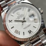 QF Factory Counterweight Rolex Day-Date 128239-0059 36mm Full 904L Roman Numerals White Dial (9) QF Factory Counterweight Rolex Day-Date 128239-0059 36mm Full 904L Roman Numerals White Dial