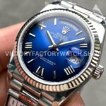 QF Factory Counterweight Rolex Day-Date 128239-0063 36mm Full 904L Roman Numerals Blue Dial