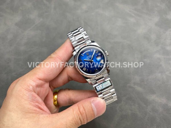 QF Factory Counterweight Rolex Day-Date 128239-0063 36mm Full 904L Roman Numerals Blue Dial