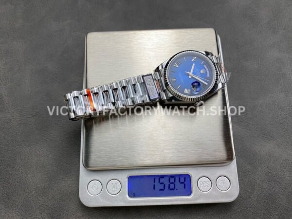 QF Factory Counterweight Rolex Day-Date 128239-0063 36mm Full 904L Roman Numerals Blue Dial