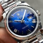 QF Factory Counterweight Rolex Day-Date 128239-0063 36mm Full 904L Roman Numerals Blue Dial