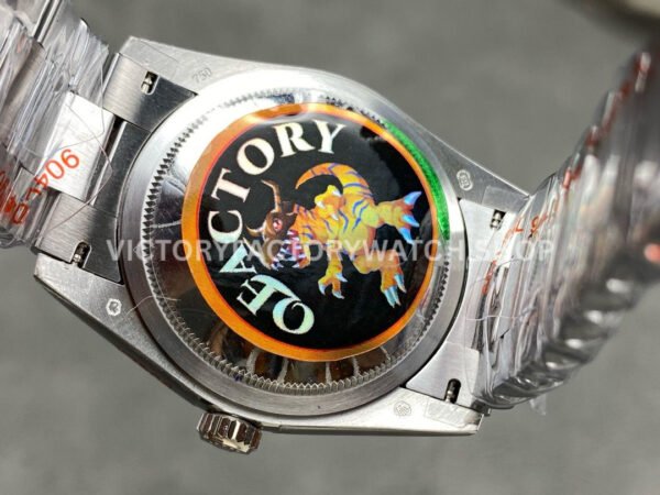 QF Factory Counterweight Rolex Day-Date 128239-0071 36mm Full 904L Baguette Diamond Pink Dial