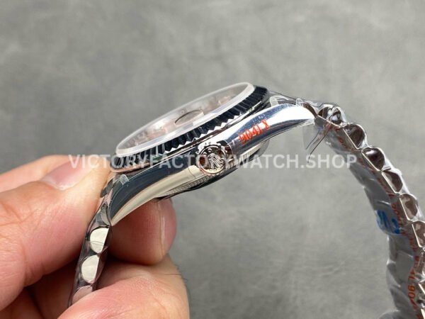 QF Factory Counterweight Rolex Day-Date 128239-0071 36mm Full 904L Baguette Diamond Pink Dial