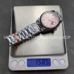 QF Factory Counterweight Rolex Day-Date 128239-0071 36mm Full 904L Baguette Diamond Pink Dial