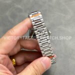 QF Factory Counterweight Rolex Day-Date 128239-0071 36mm Full 904L Baguette Diamond Pink Dial