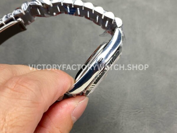 QF Factory Counterweight Rolex Day-Date 128239-0071 36mm Full 904L Baguette Diamond Pink Dial