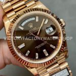 QF Factory Counterweight Rolex Day-Date 228235-0003 40mm Full Rose Gold Baguette Diamond Brown D (4) QF Factory Counterweight Rolex Day-Date 228235-0003 40mm Full Rose Gold Baguette Diamond Brown Dial
