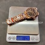 QF Factory Counterweight Rolex Day-Date 228235-0003 40mm Full Rose Gold Baguette Diamond Brown D (6) QF Factory Counterweight Rolex Day-Date 228235-0003 40mm Full Rose Gold Baguette Diamond Brown Dial