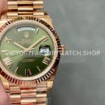 QF Factory 'Counterweight' Rolex Day-Date 228235-0025 40mm Full Rose Gold Roman Number Olive G daydate olive roman rose gold qf