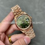 QF Factory 'Counterweight' Rolex Day-Date 228235-0025 40mm Full Rose Gold Roman Number Olive G (3) QF Factory Counterweight Rolex Day-Date 228235-0025 40mm Full Rose Gold Roman Number Olive Green Dial