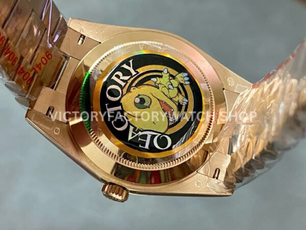 QF Factory 'Counterweight' Rolex Day-Date 228235-0025 40mm Full Rose Gold Roman Number Olive G (9) QF Factory Counterweight Rolex Day-Date 228235-0025 40mm Full Rose Gold Roman Number Olive Green Dial