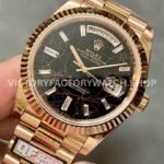 QF Factory Counterweight Rolex Day-Date 228235-0045 40mm Full Rose Gold Baguette Diamond Black D QF Factory Counterweight Rolex Day-Date 228235-0045 40mm Full Rose Gold Baguette Diamond Black Dial