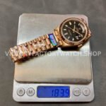 QF Factory Counterweight Rolex Day-Date 228235-0045 40mm Full Rose Gold Baguette Diamond Black D (6) QF Factory Counterweight Rolex Day-Date 228235-0045 40mm Full Rose Gold Baguette Diamond Black Dial