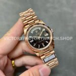 QF Factory Counterweight Rolex Day-Date 228235-0045 40mm Full Rose Gold Baguette Diamond Black D (9) QF Factory Counterweight Rolex Day-Date 228235-0045 40mm Full Rose Gold Baguette Diamond Black Dial