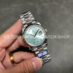 QF Factory Counterweight Rolex Day-Date 228236-0006 40mm Full Platinum Baguette Diamond Blue Dial (1) QF Factory Counterweight Rolex Day-Date 228236-0006 40mm Full Platinum Baguette Diamond Blue Dial