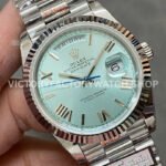 QF Factory Counterweight Rolex Day-Date 228236-0012 40mm Full Platinum Roman Numerals Blue Dial (1) QF Factory Counterweight Rolex Day-Date 228236-0012 40mm Full Platinum Roman Numerals Blue Dial