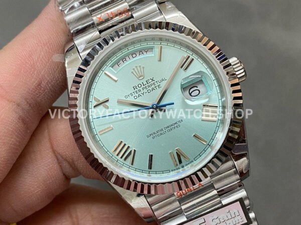 QF Factory Counterweight Rolex Day-Date 228236-0012 40mm Full Platinum Roman Numerals Blue Dial (1) QF Factory Counterweight Rolex Day-Date 228236-0012 40mm Full Platinum Roman Numerals Blue Dial