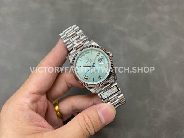 QF Factory Counterweight Rolex Day-Date 228236-0012 40mm Full Platinum Roman Numerals Blue Dial (2) QF Factory Counterweight Rolex Day-Date 228236-0012 40mm Full Platinum Roman Numerals Blue Dial