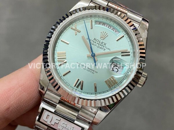 QF Factory Counterweight Rolex Day-Date 228236-0012 40mm Full Platinum Roman Numerals Blue Dial (3) QF Factory Counterweight Rolex Day-Date 228236-0012 40mm Full Platinum Roman Numerals Blue Dial