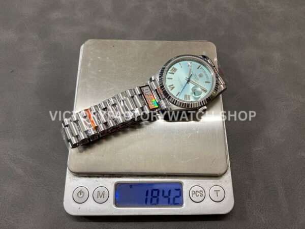 QF Factory Counterweight Rolex Day-Date 228236-0012 40mm Full Platinum Roman Numerals Blue Dial (6) QF Factory Counterweight Rolex Day-Date 228236-0012 40mm Full Platinum Roman Numerals Blue Dial
