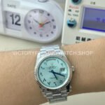 QF Factory Counterweight Rolex Day-Date 228236 40mm Full Platinum Arabic Numerals Ice Blue Dial