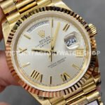 QF Factory Counterweight Rolex Day-Date 228238-0002 40mm Full Yellow Gold Roman Number Silver Di QF Factory Counterweight Rolex Day-Date 228238-0002 40mm Full Yellow Gold Roman Number Silver Dial