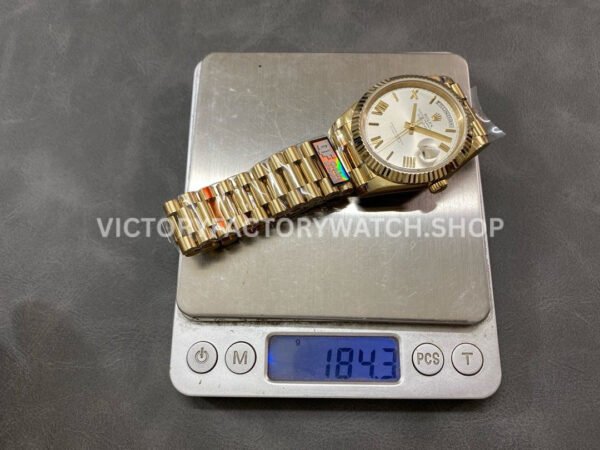 QF Factory Counterweight Rolex Day-Date 228238-0002 40mm Full Yellow Gold Roman Number Silver Di (4) QF Factory Counterweight Rolex Day-Date 228238-0002 40mm Full Yellow Gold Roman Number Silver Dial