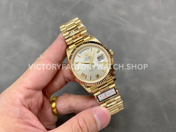 QF Factory Counterweight Rolex Day-Date 228238-0002 40mm Full Yellow Gold Roman Number Silver Di (6) QF Factory Counterweight Rolex Day-Date 228238-0002 40mm Full Yellow Gold Roman Number Silver Dial