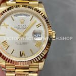 QF Factory Counterweight Rolex Day-Date 228238-0002 40mm Full Yellow Gold Roman Number Silver Dial (1) Rolex Day-Date 40mm super clone yellow gold