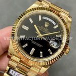 QF Factory Counterweight Rolex Day-Date 228238-0004 40mm Full Yellow Gold Baguette Diamond Bla (3) QF Factory Counterweight Rolex Day-Date 228238-0004 40mm Full Yellow Gold Baguette Diamond Black Dial
