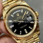QF Factory Counterweight Rolex Day-Date 228238-0004 40mm Full Yellow Gold Baguette Diamond Bla (7) QF Factory Counterweight Rolex Day-Date 228238-0004 40mm Full Yellow Gold Baguette Diamond Black Dial