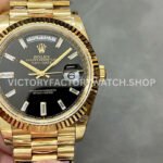 QF Factory Counterweight Rolex Day-Date 228238-0004 40mm Full Yellow Gold Baguette Diamond Bla (8) Rolex Day-Date 228238 super clone watch