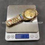 QF Factory Counterweight Rolex Day-Date 228238-0005 40mm Full Yellow Gold Baguette Diamon (6) QF Factory Counterweight Rolex Day-Date 228238-0005 40mm Full Yellow Gold Baguette Diamond Champagne Dial