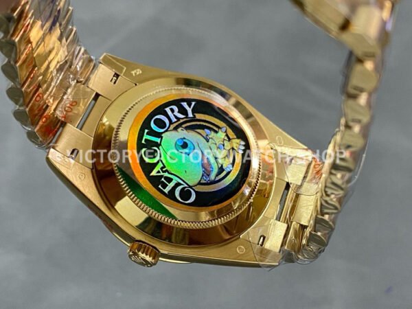 QF Factory Counterweight Rolex Day-Date 228238-0005 40mm Full Yellow Gold Baguette Diamon (7) QF Factory Counterweight Rolex Day-Date 228238-0005 40mm Full Yellow Gold Baguette Diamond Champagne Dial