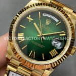 QF Factory Counterweight Rolex Day-Date 228238-0061 40mm Full Yellow Gold Roman Number Dark G (5) QF Factory Counterweight Rolex Day-Date 228238-0061 40mm Full Yellow Gold Roman Number Dark Green Dial
