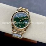 QF Factory Counterweight Rolex Day-Date 228238-0069 40mm Full Yellow Gold Roman Number Green Dial