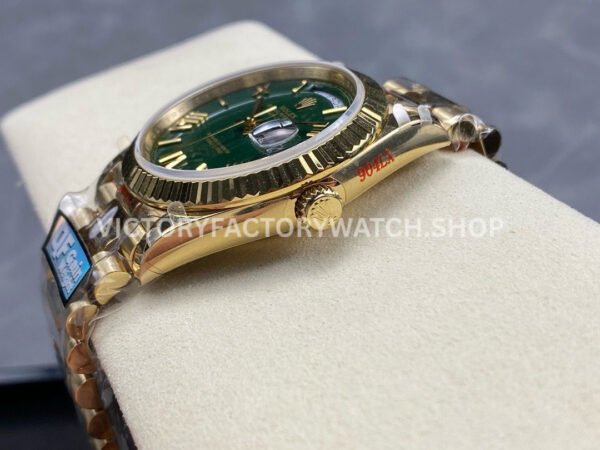 QF Factory Counterweight Rolex Day-Date 228238-0069 40mm Full Yellow Gold Roman Number Green Dial