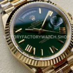 QF Factory Counterweight Rolex Day-Date 228238-0069 40mm Full Yellow Gold Roman Number Green Dial