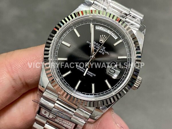 QF Factory Counterweight Rolex Day-Date 228239-0004 40mm Full White Gold Black Dial