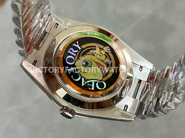 QF Factory Counterweight Rolex Day-Date 228239-0033 40mm Full White Gold Roman Numerals Olive Green Dial