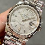 QF Factory Counterweight Rolex Day-Date 228239-0055 40mm Full White Gold Baguette Diamond Meteorite Dial