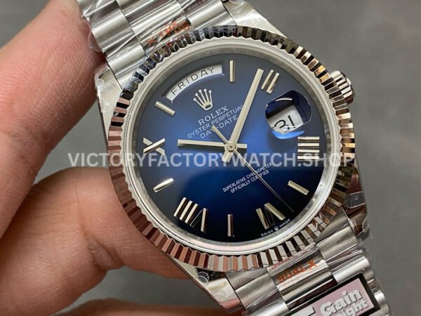QF Factory Counterweight Rolex Day-Date 228239-0076 40mm Full White Gold Roman Numerals Dark (8) QF Factory Counterweight Rolex Day-Date 228239-0076 40mm Full White Gold Roman Numerals Dark Blue Dial