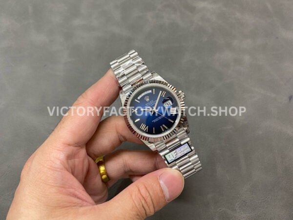 QF Factory Counterweight Rolex Day-Date 228239-0076 40mm Full White Gold Roman Numerals Dark (9) QF Factory Counterweight Rolex Day-Date 228239-0076 40mm Full White Gold Roman Numerals Dark Blue Dial