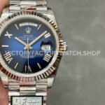 QF Factory Counterweight Rolex Day-Date 228239-0076 40mm Full White Gold Roman Numerals Dark Bl (1) QF Factory Rolex Day-Date 228239 replica watch