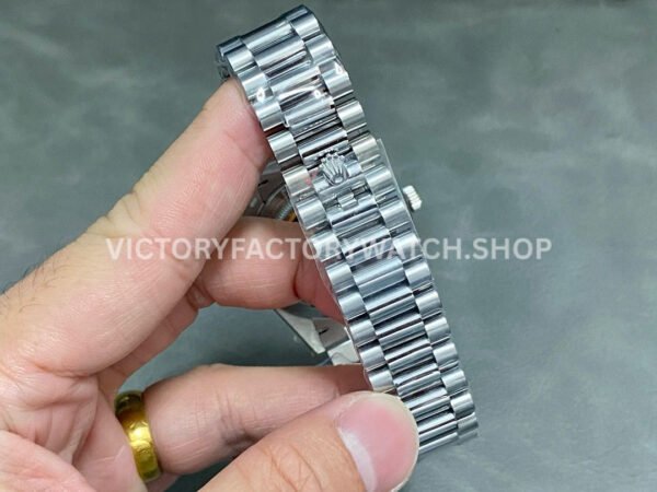 QF Factory Counterweight Rolex Day-Date 228396TBR-0002 40mm Full Platinum Baguette Diamond Blue Dial