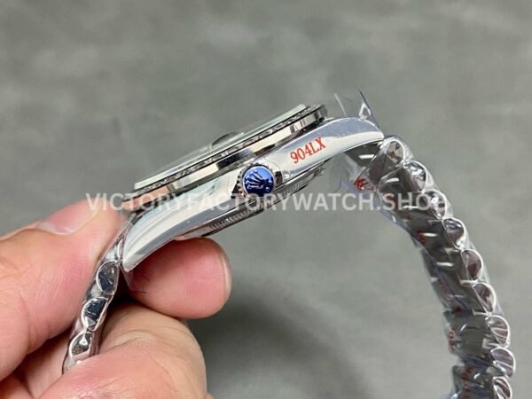 QF Factory Counterweight Rolex Day-Date 228396TBR-0002 40mm Full Platinum Baguette Diamond Blue Dial