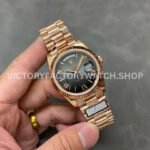 QF Factory Counterweight Rolex Day-Date 238235-0055 40mm Full Rose Gold Roman Number Black Dial