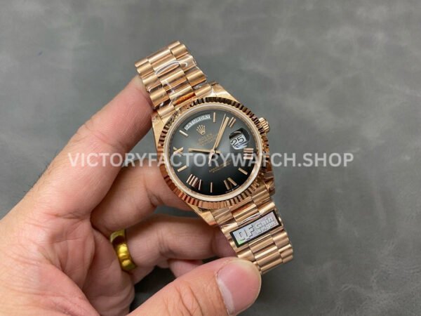 QF Factory Counterweight Rolex Day-Date 238235-0055 40mm Full Rose Gold Roman Number Black Dial