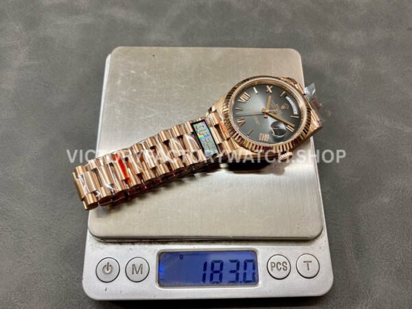 QF Factory Counterweight Rolex Day-Date 238235-0055 40mm Full Rose Gold Roman Number Black Dial