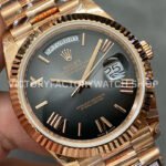 QF Factory Counterweight Rolex Day-Date 238235-0055 40mm Full Rose Gold Roman Number Black Dial